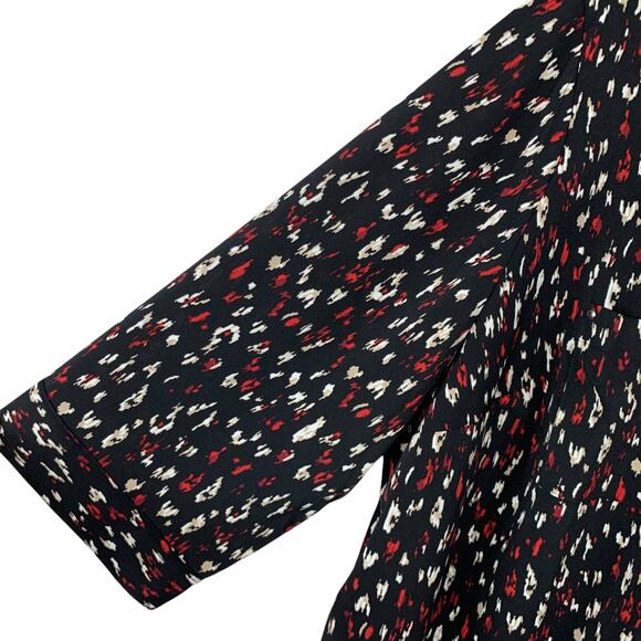 Catherines Blouse 1/2 Zip Black Red Pattern 3/4 Sleeve Office Women's 1X 18/20W - Picture 5 of 7